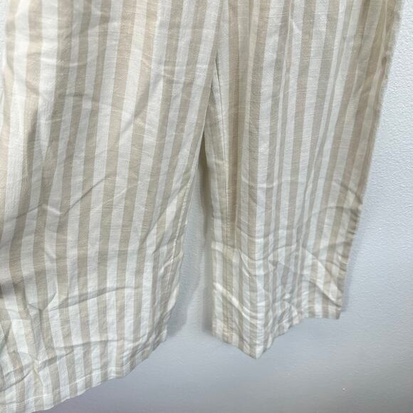Abercrombie & Fitch Linen Jumpsuit Striped Smocked Body Short Sleeves SP - Picture 7 of 16